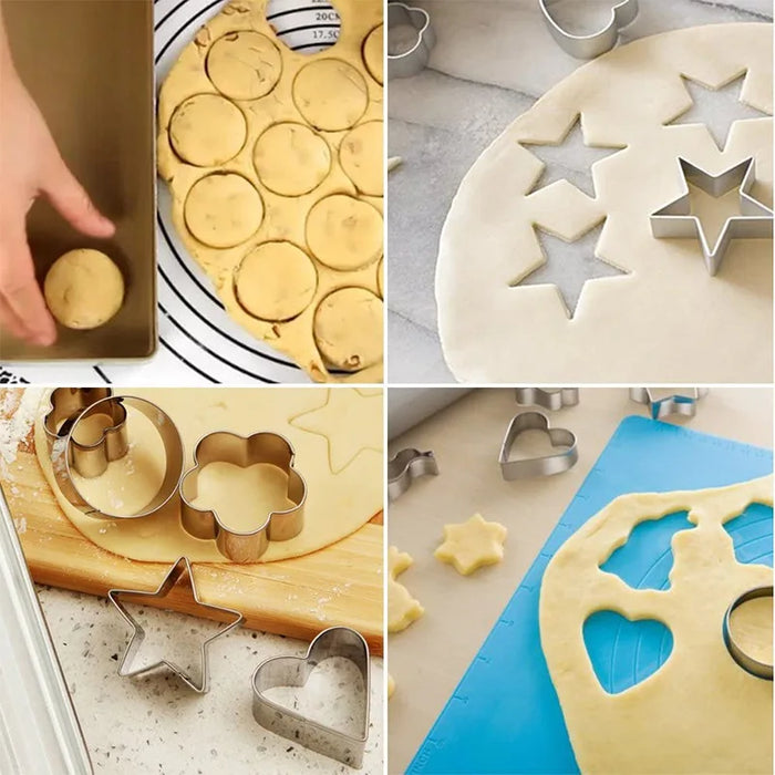 Stainless Steel Cookie Cutters Set - Mini Geometric Fondant Mold and Biscuit Cutter Set for Baking