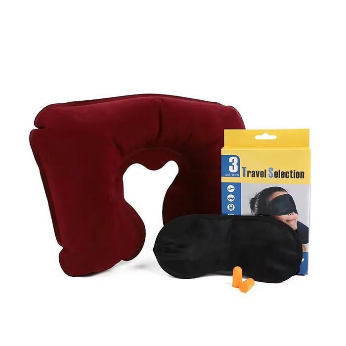 Oversized inflatable plush travel pillow