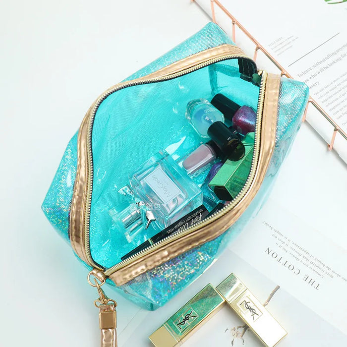 Fashionable Transparent PVC Makeup Bag, Laser Shooter Carrying Wash Bag, Travel Storage Bag