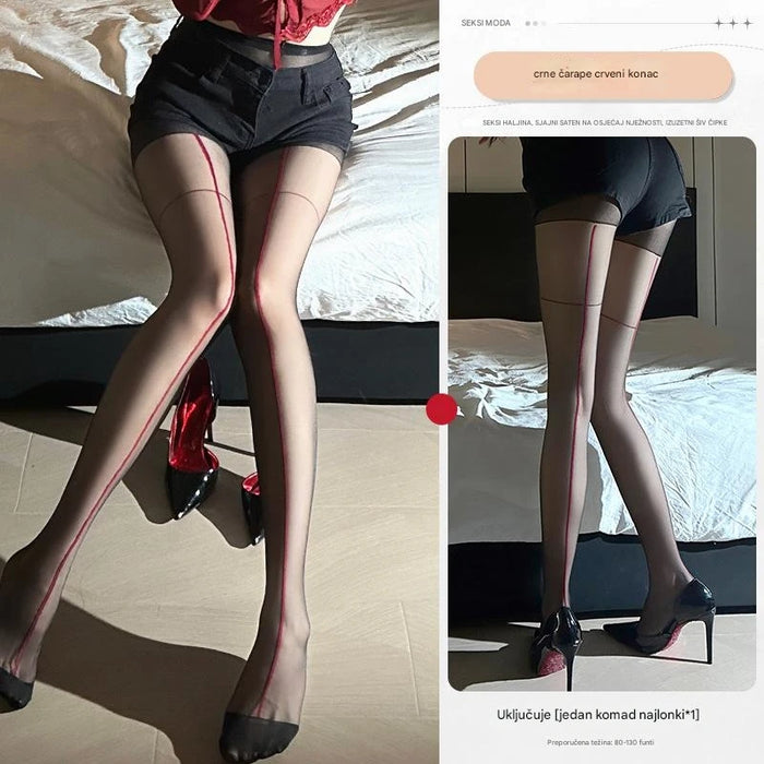 Ultra Thin Red Transparent Stockings with Shrimp Patterns, Suitable for Sexy and Elegant Women