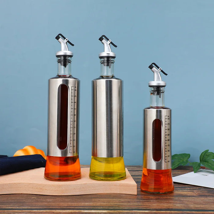 Kitchen glass oil and vinegar dispenser