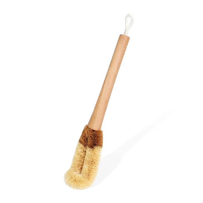 L-shaped natural coconut palm cleaning brush