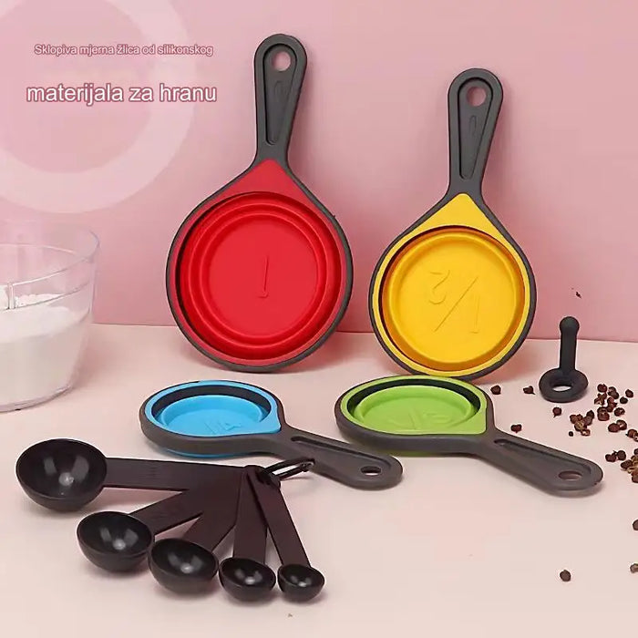 4-Piece silicone folding measuring cup telescopic measuring cup set