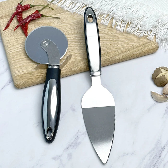 Stainless Steel Pizza Knife with Roller and Shovel