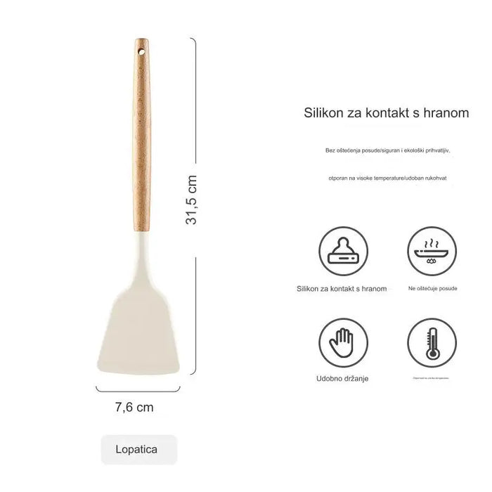 Solid wood handle silicone kitchenware food grade high temperature resistant spatula