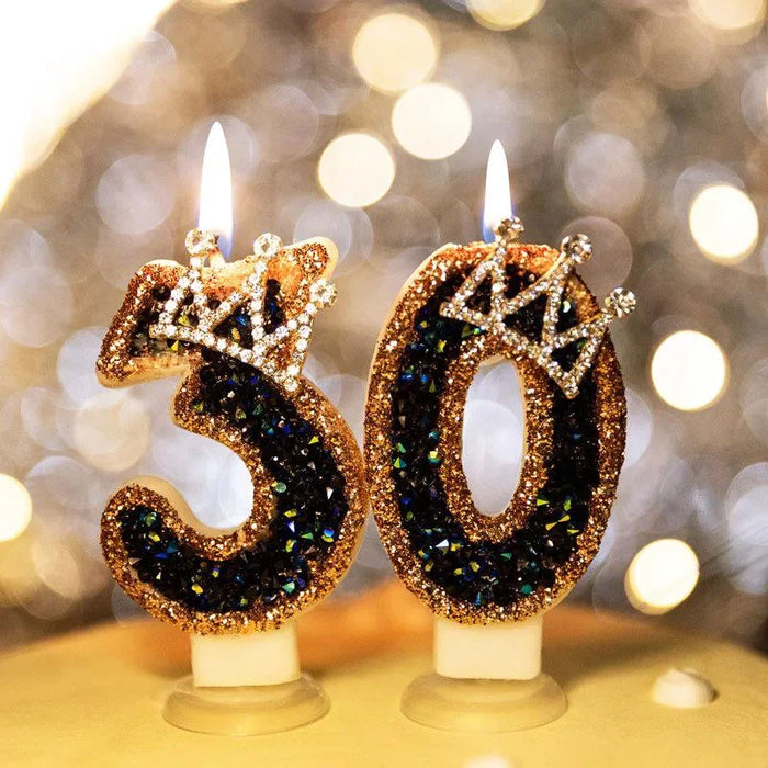 Black Diamond Crown Birthday Digital Candle