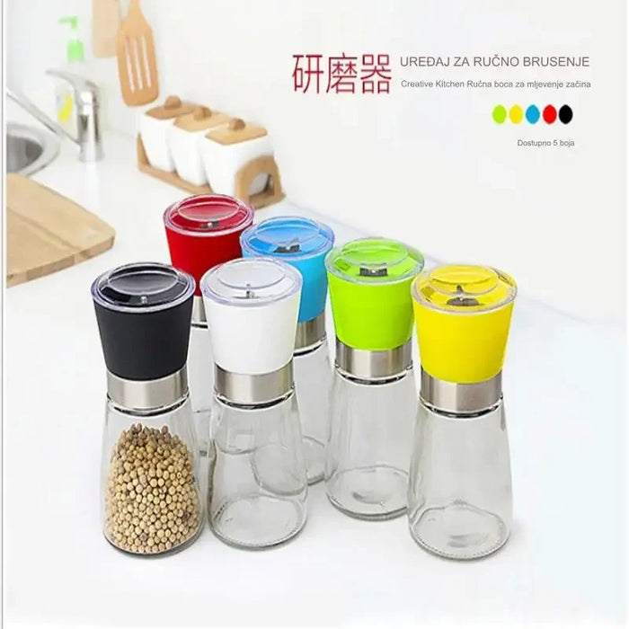 Black and White Pepper Grinder Manual Grinding Bottle