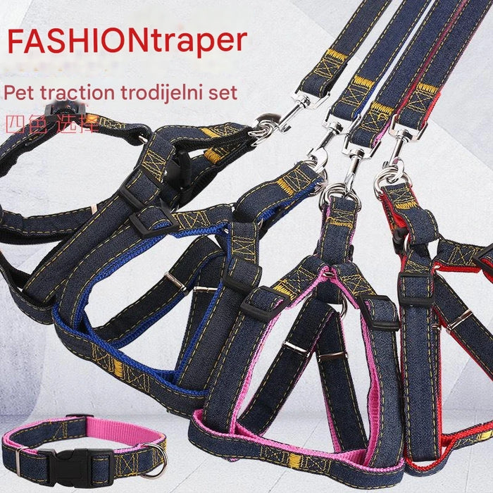 Chic and Comfortable Dog Collar and Leash Set for Daily Walking