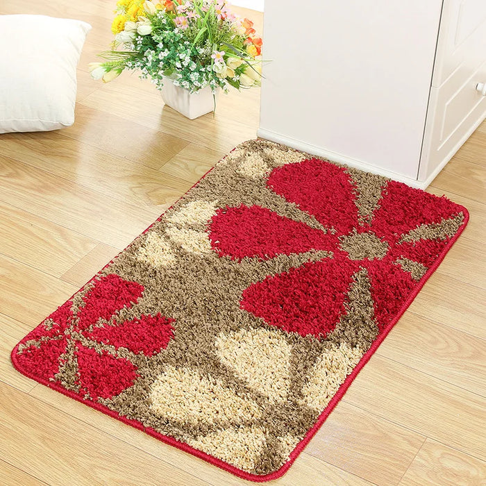 Soft absorbent bathroom rugs for non-slip showers and bath mats