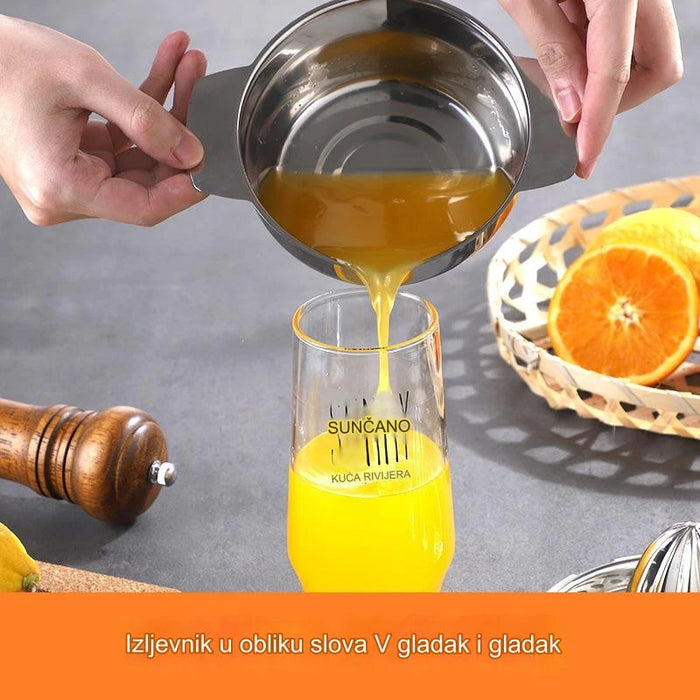 Stainless Steel Manual Juicer for Fruits and Vegetables - Lemon and Orange Squeezer with Portable Handle