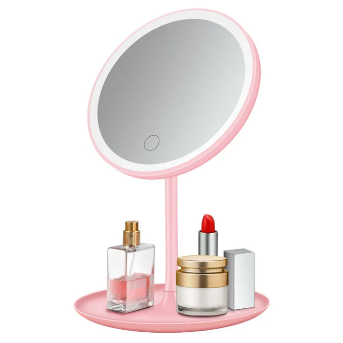 Convenient and Bright Desktop Makeup Mirror for Students with LED Lights