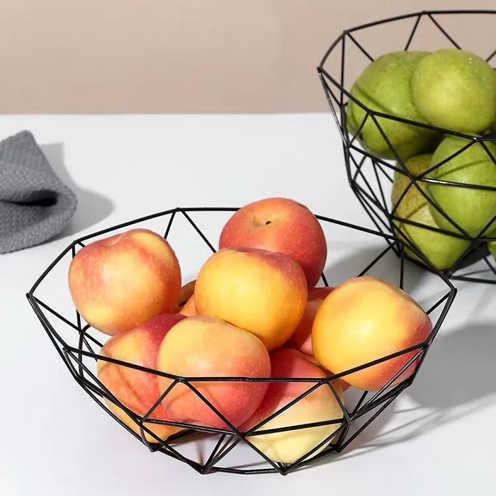 Stylish Fruit Basket with Nordic Style Iron Art Design for Living Room and Kitchen Storage