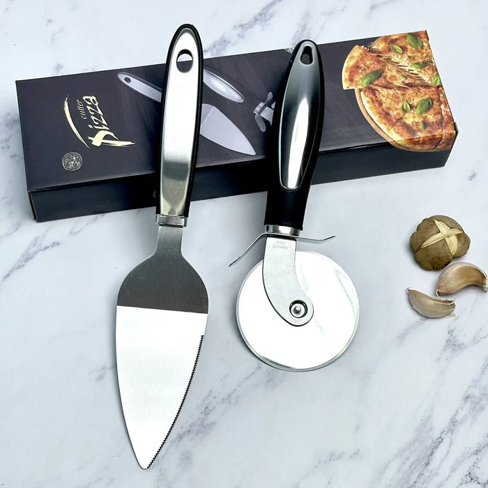 Stainless Steel Pizza Knife with Roller and Shovel