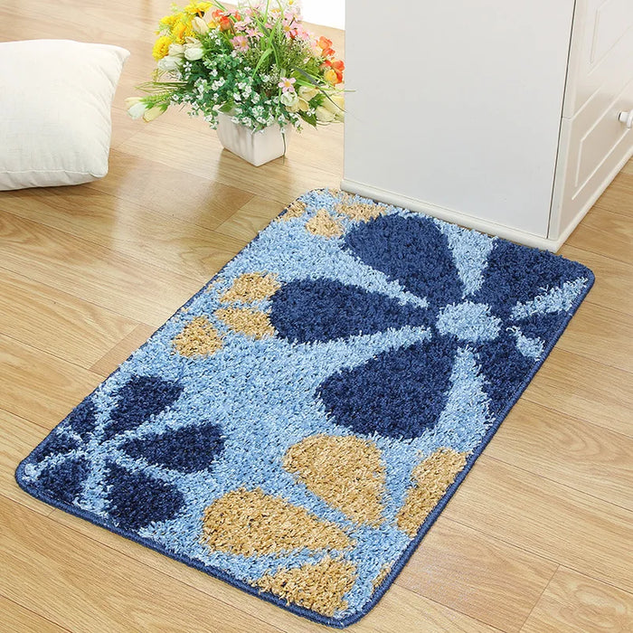 Soft absorbent bathroom rugs for non-slip showers and bath mats