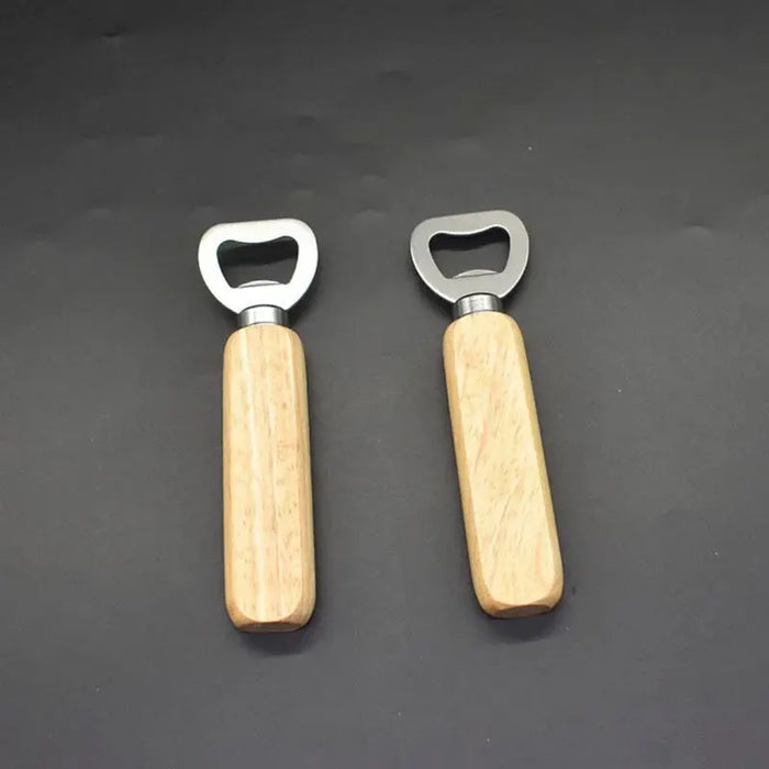 Wooden handle beer bottle opener