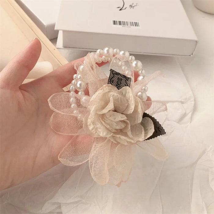 Ladies' Pearl Lace Large Floral Elastic Headband