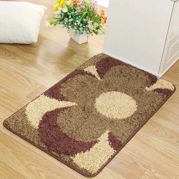 Soft absorbent bathroom rugs for non-slip showers and bath mats