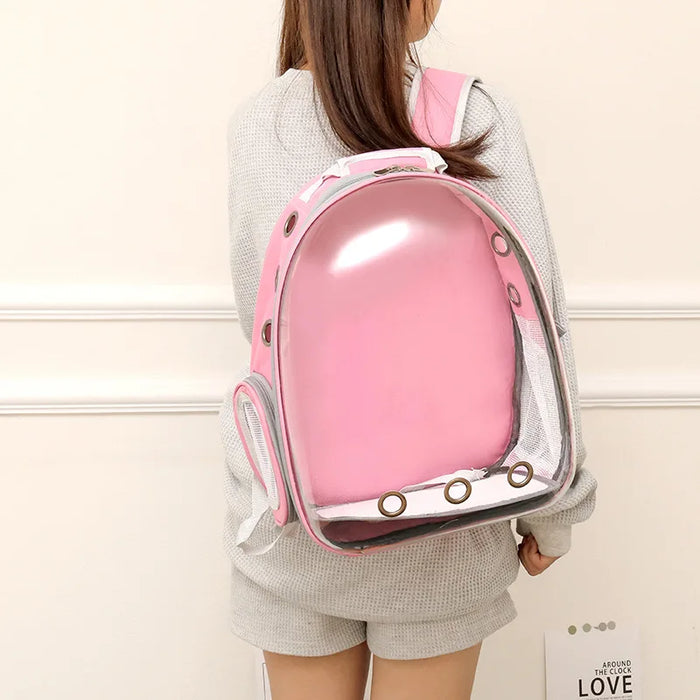 Transparent space capsule cat backpack with breathable design