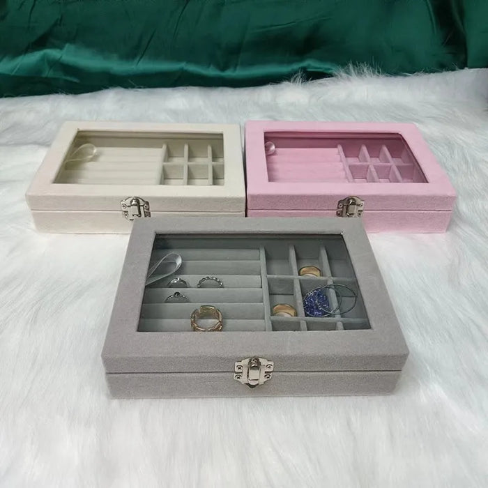 Velvet interior luxury jewelry box storage box