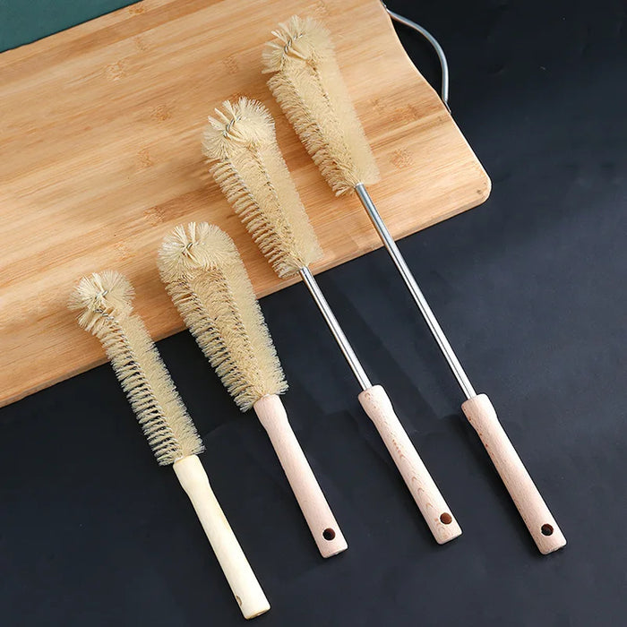 A long-handled cleaning brush for bottles, cups, etc