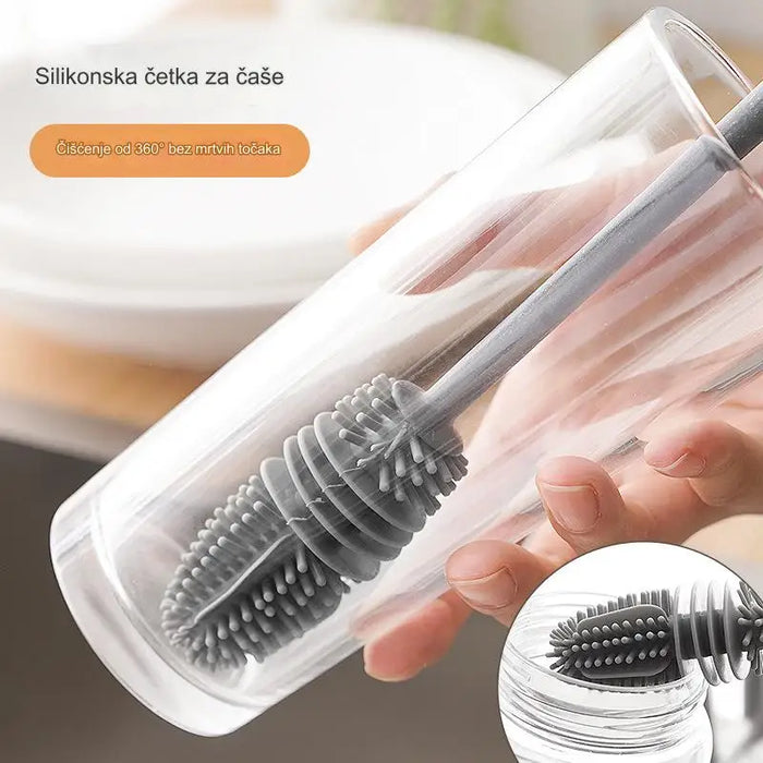 Silicone long handle cup brush