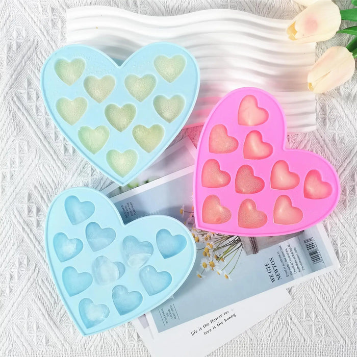 Food-Grade Silicone Heart-Shaped Ice Cube Tray for Homemade Ice Cream, Popsicles, and Ice Balls