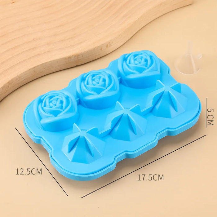 DIY ice cube tray with diamond rose mold and lid