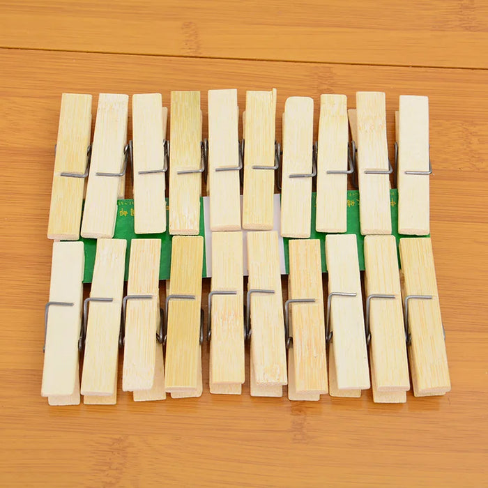 Premium Bamboo Clothes Clips - Strong, Durable and Eco-Friendly Laundry Clips