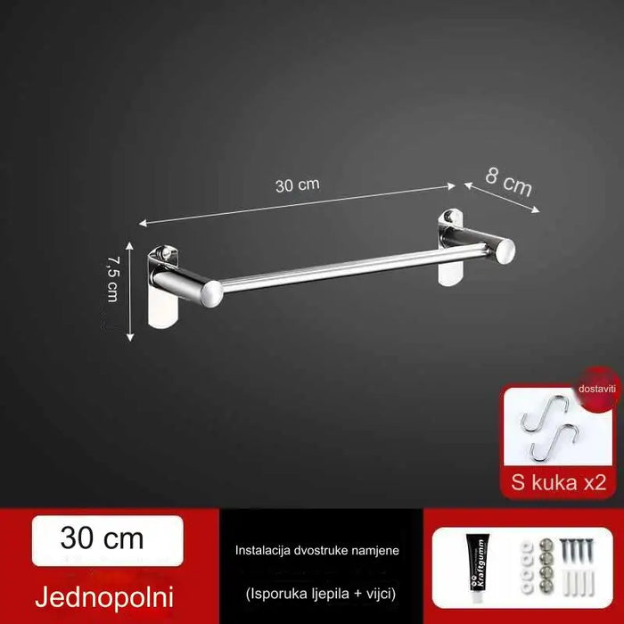 Stainless steel towel rack is easy to punch