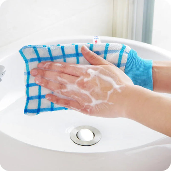 Thickened Bath Scrubber, Exfoliating Shower Glove for Back Scrubbing, Gray Dirt Washing Sponge