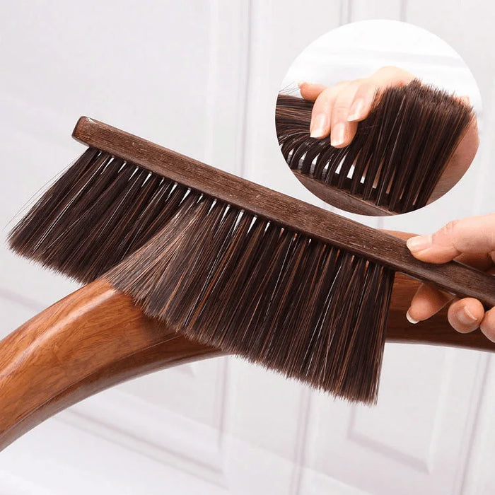 Soft-bristled bed brush with long handle for dust removal, household wooden broom