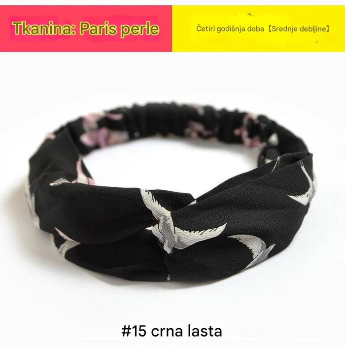 Trendy Cross Elastic Chiffon Headband for Women Hair Accessories