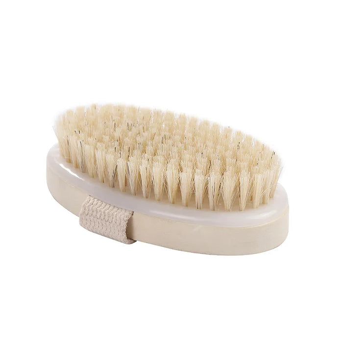 Premium Bath Brush with Long Handle for Deep Cleaning and Exfoliating, Natural Bristles and Wooden Handle