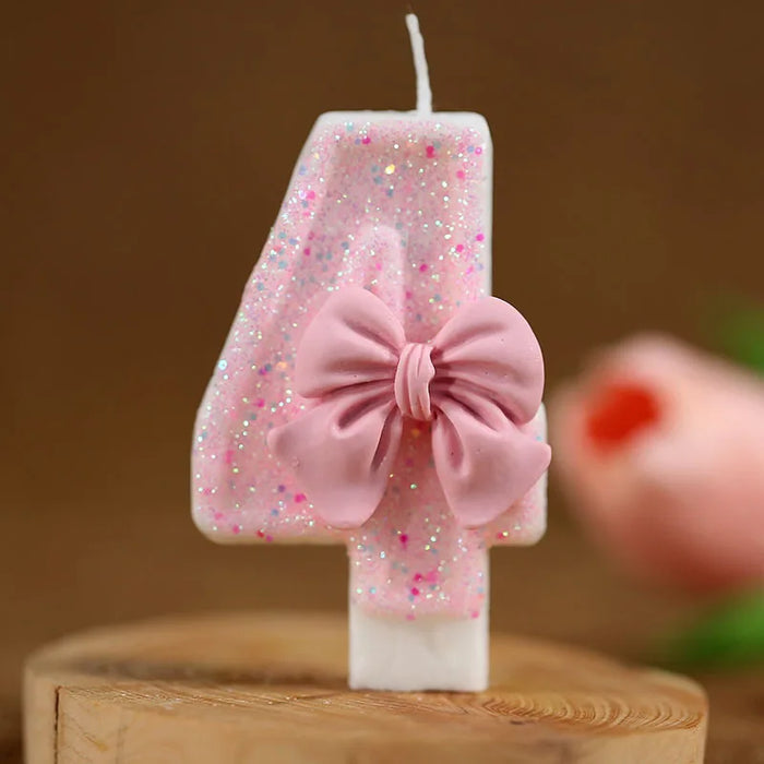 Digital candle pink bow girl birthday