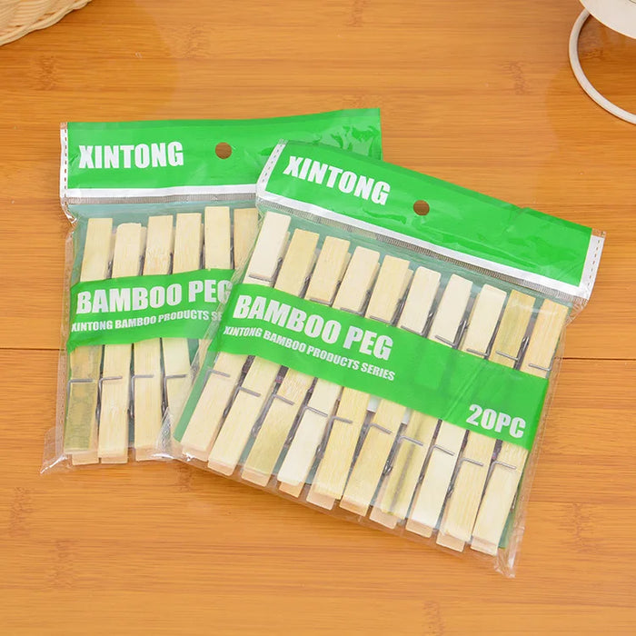 Premium Bamboo Clothes Clips - Strong, Durable and Eco-Friendly Laundry Clips