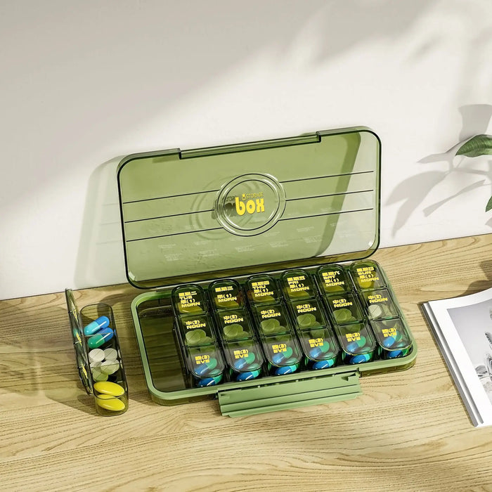 Stylish portable medicine box, dispenser 7 days a week