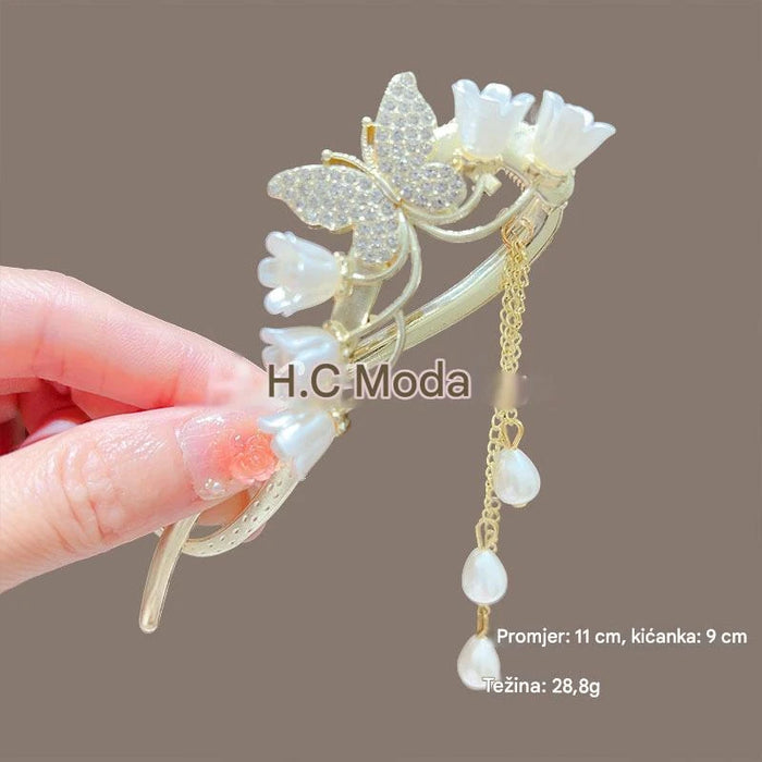 Deluxe Fish Tail Tassel Hair Clip Light Luxury Butterfly Twist Clip