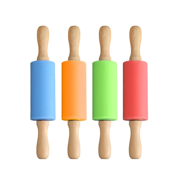 Mini Silicone Rolling Pin for Non-Stick Baking & Pastry Dough with Flour Roller