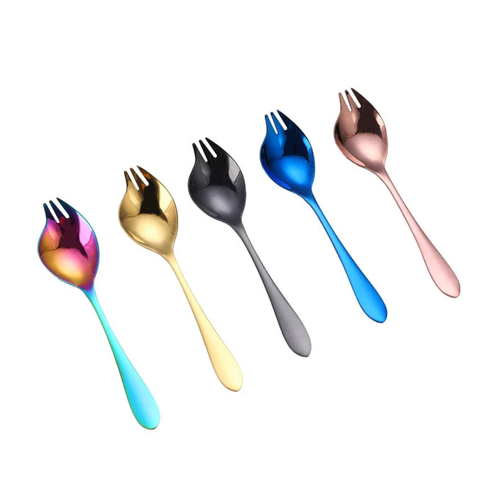 Stainless Steel Salad Spoon with Creative Salad Fork, Ideal for Cake, Dessert, Fruit, and Western Tableware