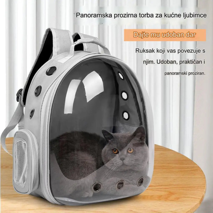 Transparent space capsule cat backpack with breathable design