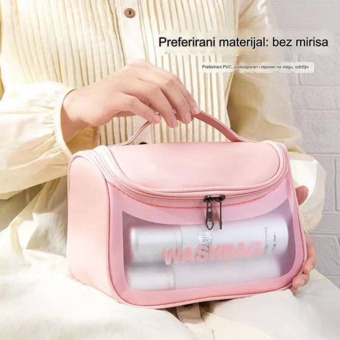 Pu transparent makeup toilet bag