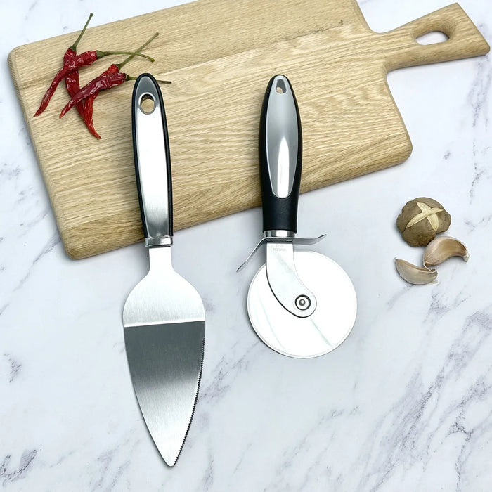 Stainless Steel Pizza Knife with Roller and Shovel