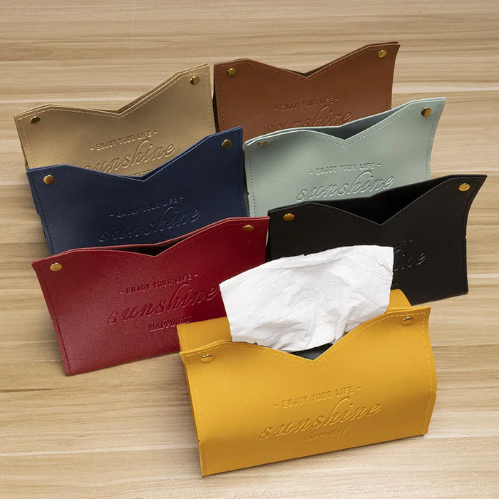 Leather Tissue Box Holder for Car, Hotel, Bedroom - Simple and Fashionable Storage Box