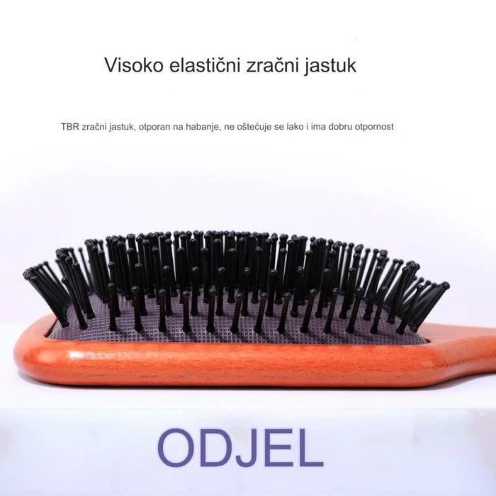 Wooden Cushion Comb - Massage Scalp Detangling Hair with Airbag, Anti-static for Home, Long, Curly or Straight Hair