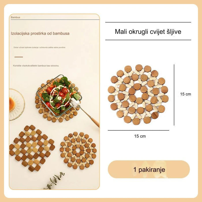 Eco-friendly Bamboo Mats & Pads for Kitchen, Non-slip Hot Pot Mat Set of Round and Square Shapes