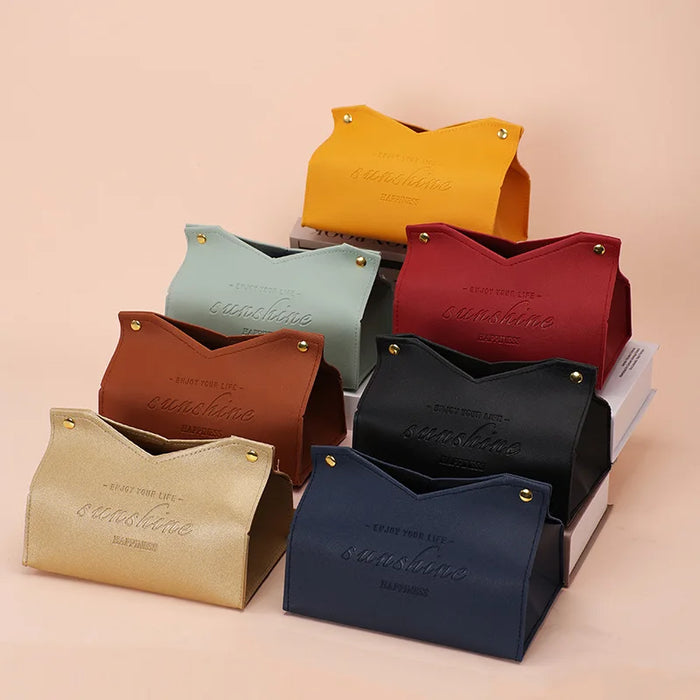 Leather Tissue Box Holder for Car, Hotel, Bedroom - Simple and Fashionable Storage Box