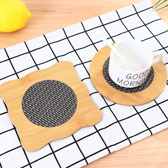 Eco-friendly Wooden Mats & Pads for Dining Table, Non-Slip Heat Insulation Placemats & Coasters Set