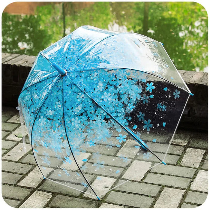 Floral pattern curved handle ladies umbrella