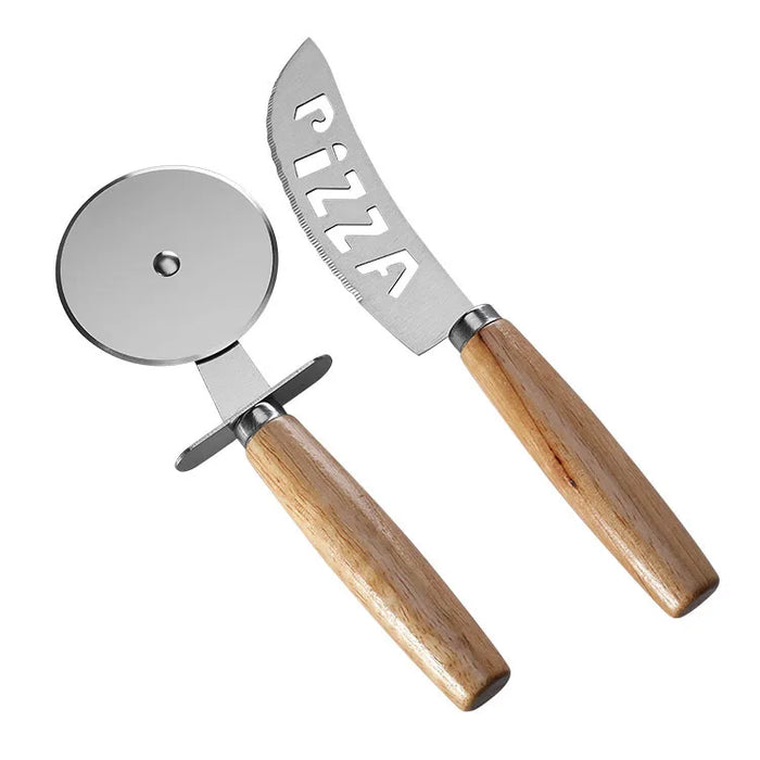 Household Rubber Wooden Handle Pizza Knife