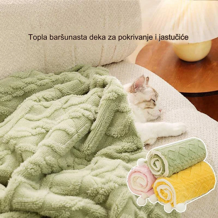 Soft and warm solid color pet blanket with thickened flannel cushion